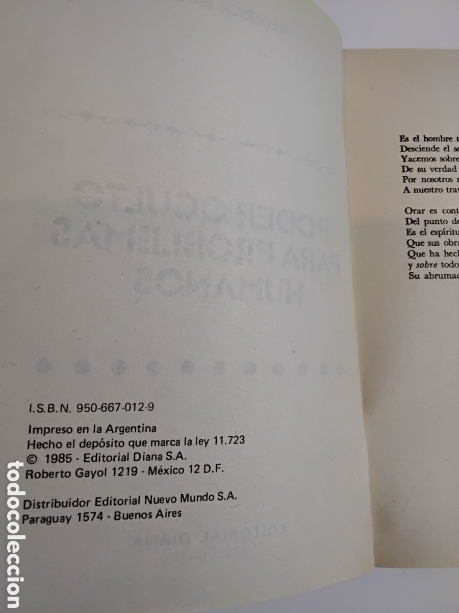Libros de segunda mano: Frederick Bailes &ndash; Poder oculto para problemas humanos &ndash; Editorial Diana &ndash; 1985 - Foto 4