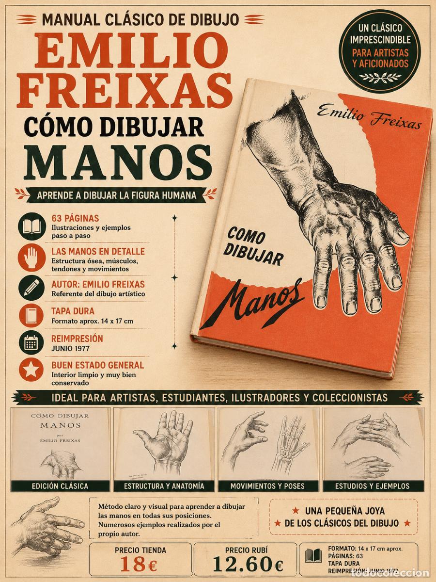 Second hand books: COMO DIBUJAR MANOS | EMILIO FREIXAS | REIMPRESI&Oacute;N 2002 | MANUAL CL&Aacute;SICO DE DIBUJO
