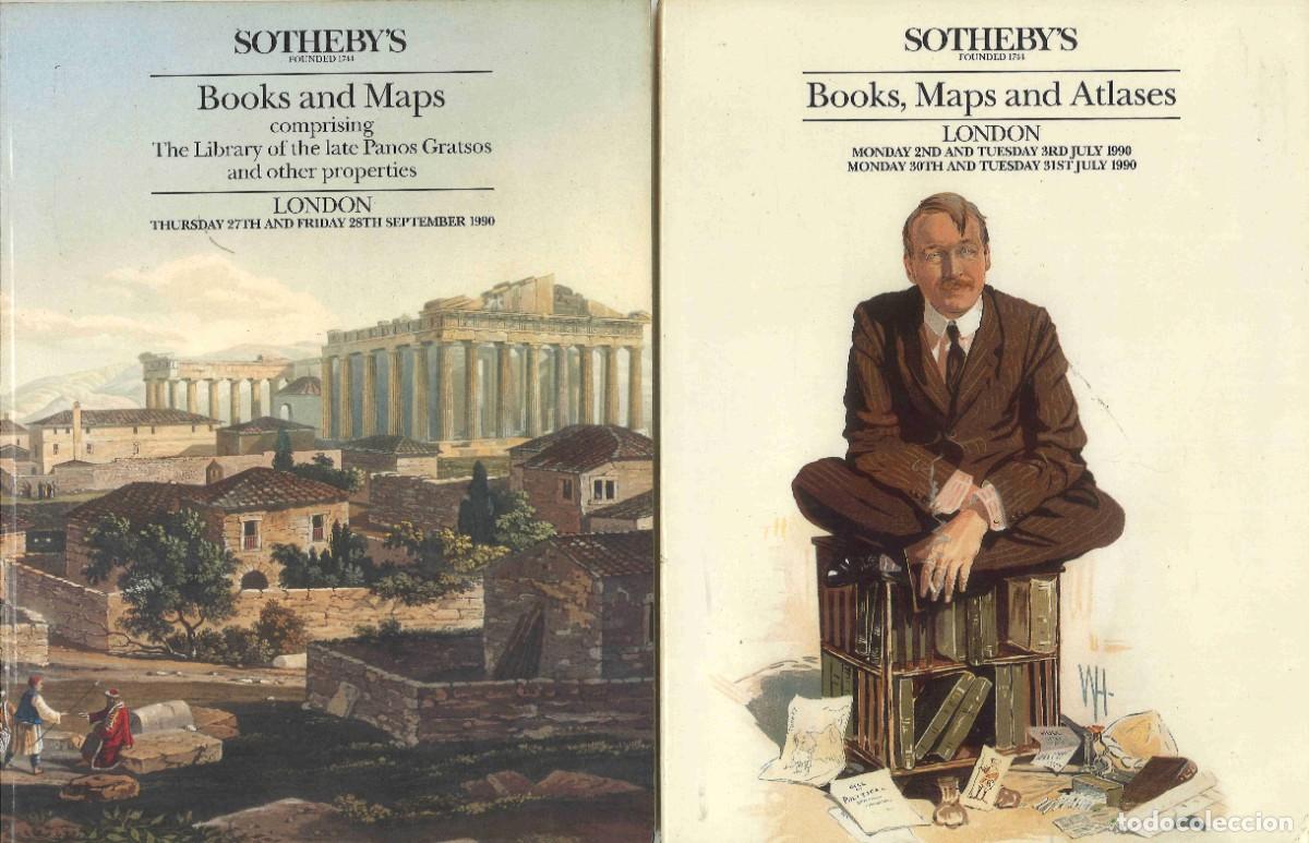 Libros de segunda mano: 2 cat&aacute;logos de subastas Sotheby's de libros y mapas. 1990