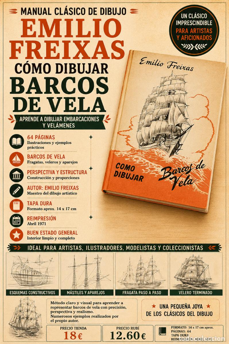 Libros de segunda mano: C&Oacute;MO DIBUJAR BARCOS DE VELA | EMILIO FREIXAS | 1971 | TAPA DURA | MESEGUER