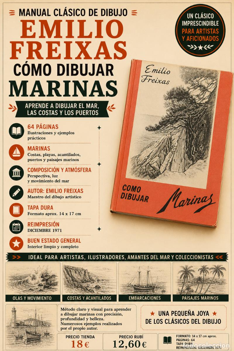 Libros de segunda mano: C&Oacute;MO DIBUJAR MARINAS | EMILIO FREIXAS | 2002 | MESEGUER | TAPA DURA