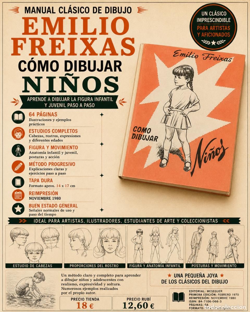 Libros de segunda mano: C&Oacute;MO DIBUJAR NI&Ntilde;OS | EMILIO FREIXAS | REIMPRESI&Oacute;N 1980 | MESEGUER