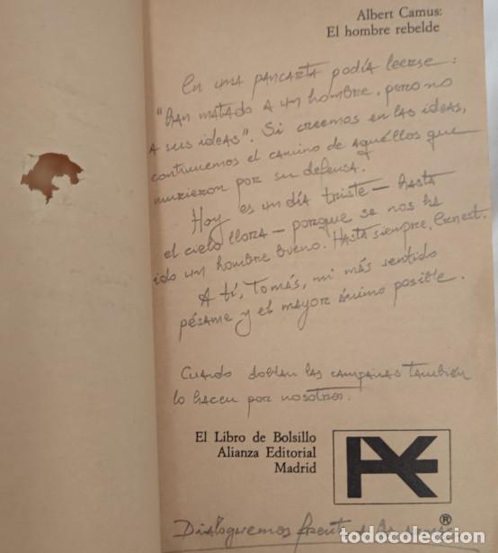 Libros de segunda mano: EL HOMBRE REBELDE, ALBERT CAMUS, ALIANZA, CON DEDICATORIA SOBRE EL TEMA, LIBRO - Foto 3