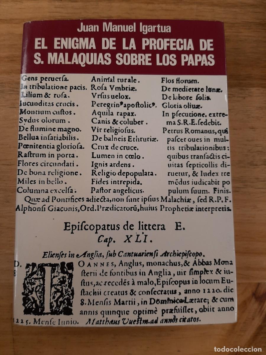 Libros de segunda mano: El enigma de la profec&iacute;a de San Malaqu&iacute;as sobre los Papas - Juan Manuel Igartua - Acervo, 1976