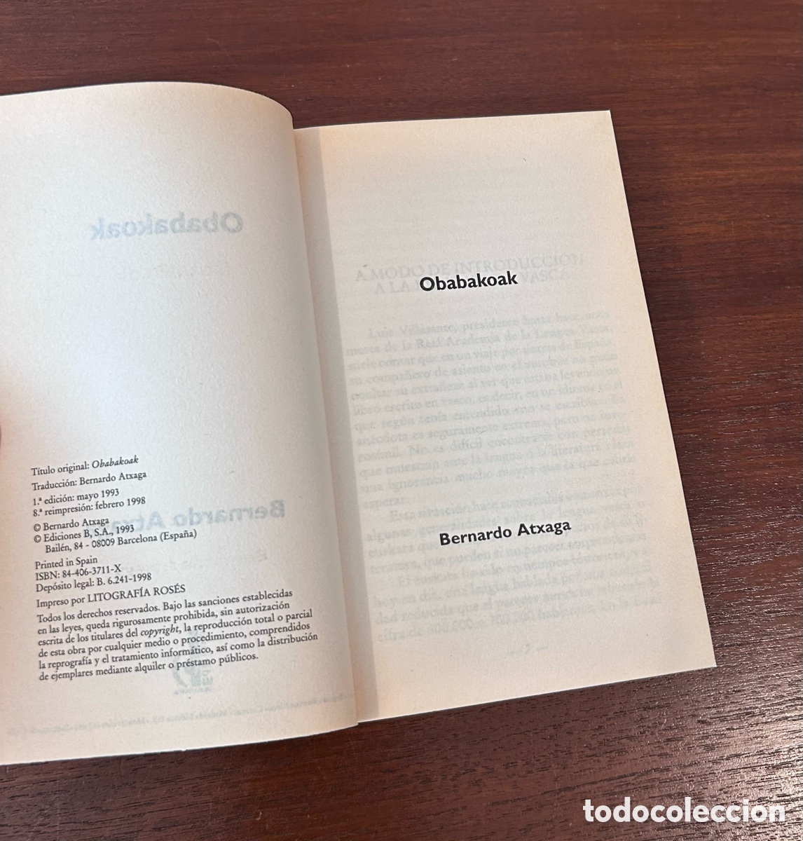 Libros de segunda mano: OBABAKOAK. BERNARDO ATXAGA. EDICIONES B - Foto 2