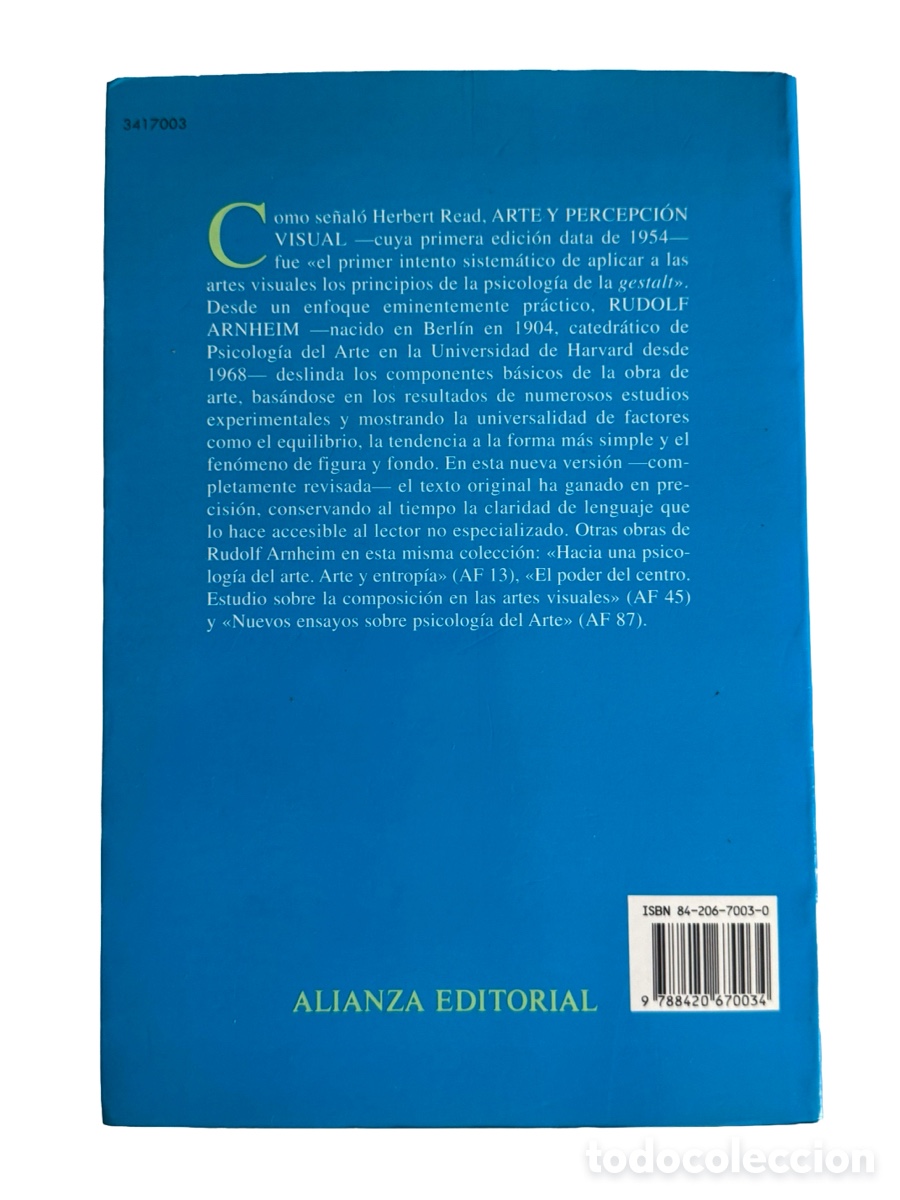 Libros de segunda mano: Arte y percepci&oacute;n visual (Nueva versi&oacute;n) - Rudolf Arnheim - Alianza Forma - Foto 2
