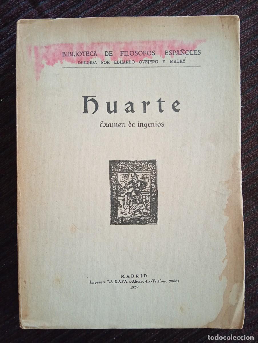Libros de segunda mano: Juan Huarte de San Juan. Examen de ingenios para las ciencias
