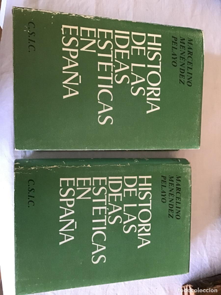 Libros de segunda mano: Marcelino Menendez y Pelayo: Historia de las ideas est&eacute;ticas en Espa&ntilde;a, ed. CSIC, 1974, 4a edici&oacute;n
