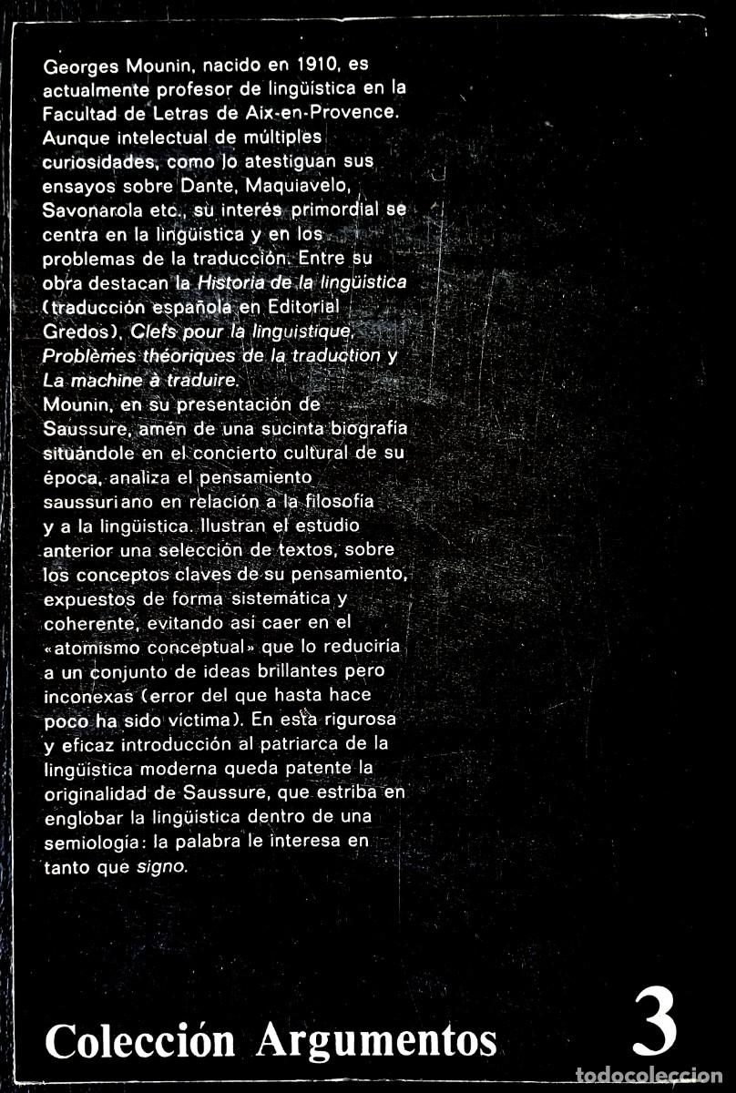 Libros de segunda mano: Georges Mounin . Saussure. Presentaci&oacute;n y textos . Anagrama - Foto 2