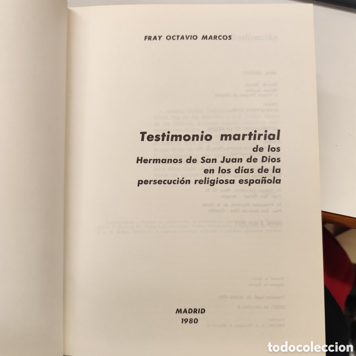 Libros de segunda mano: TESTIMONIO MARTIRIAL DE LOS HERMANOS DE SAN JUAN DE DIOS EN LA PERSECUCI&Oacute;N RELIGIOSA - 1980 / 1221