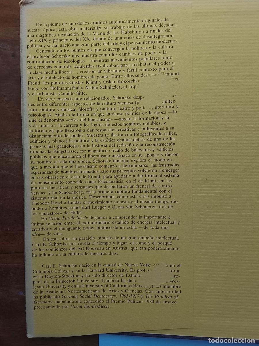 Libros de segunda mano: Carl E. Schorske. Viena fin de siecle. Arte - Foto 2