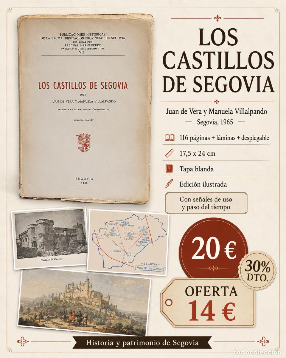 Libros de segunda mano: LOS CASTILLOS DE SEGOVIA | JUAN DE VERA Y MANUELA VILLALPANDO | 3&ordf; ED. - 1965
