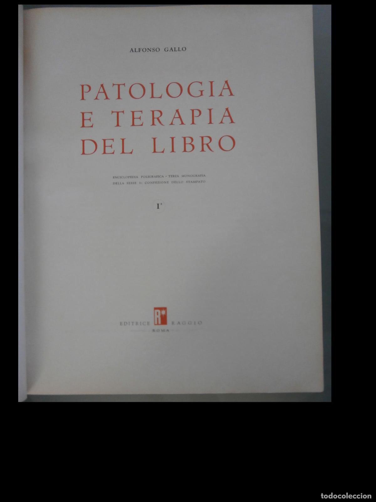 Libros de segunda mano: Patologia e Terapia del Libro. Alfonso Gallo