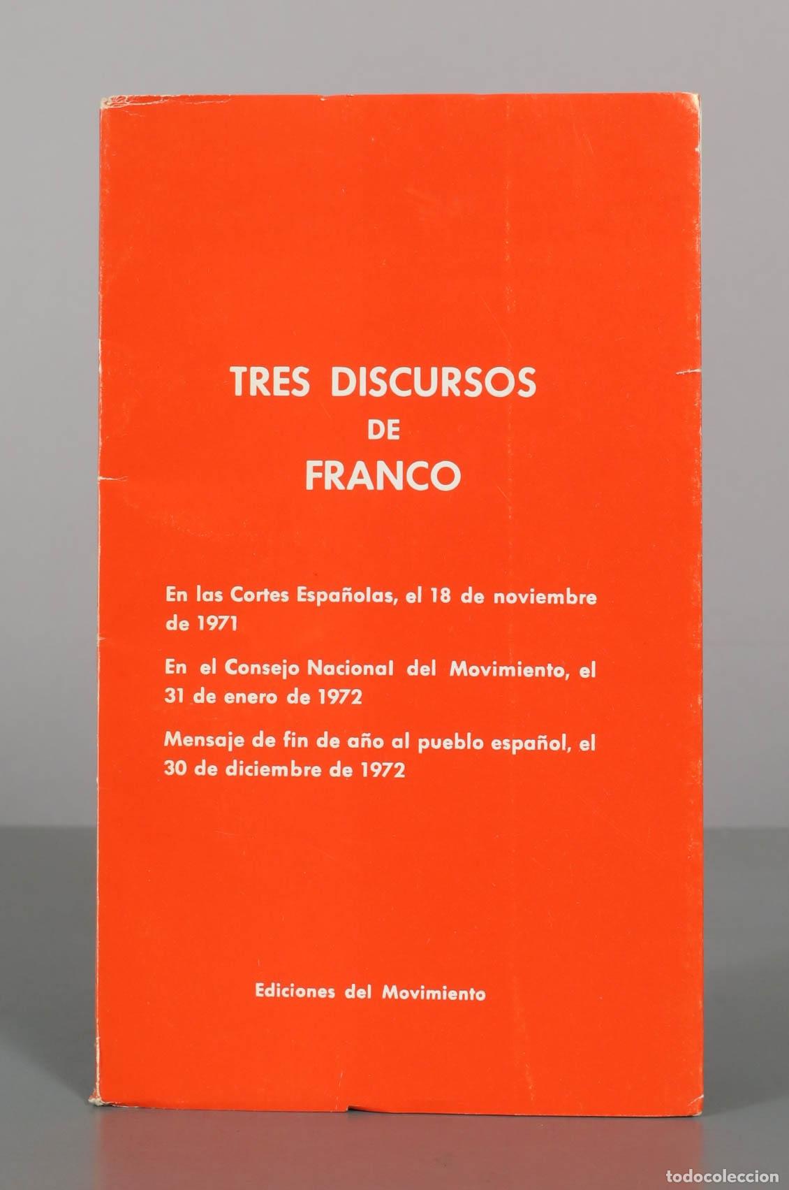 Libros de segunda mano: Tres discursos de Franco - Ediciones del Movimiento