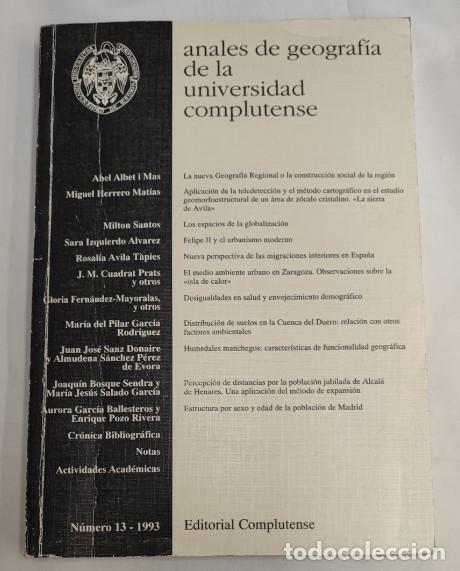 Libros de segunda mano: ANALES DE GEOGRAF&Iacute;A DE LA UNIVERSIDAD COMPLUTENSE 1993, LIBRO, AVILA