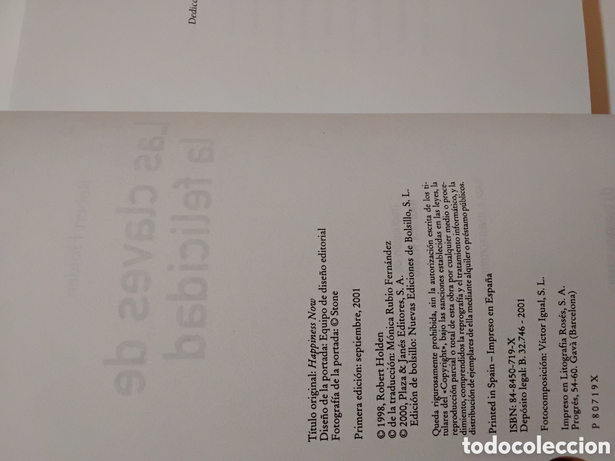 Libros de segunda mano: Robert Holden &ndash; Las claves de la felicidad &ndash; Ediciones de Bolsillo &ndash; 2001 - Foto 2