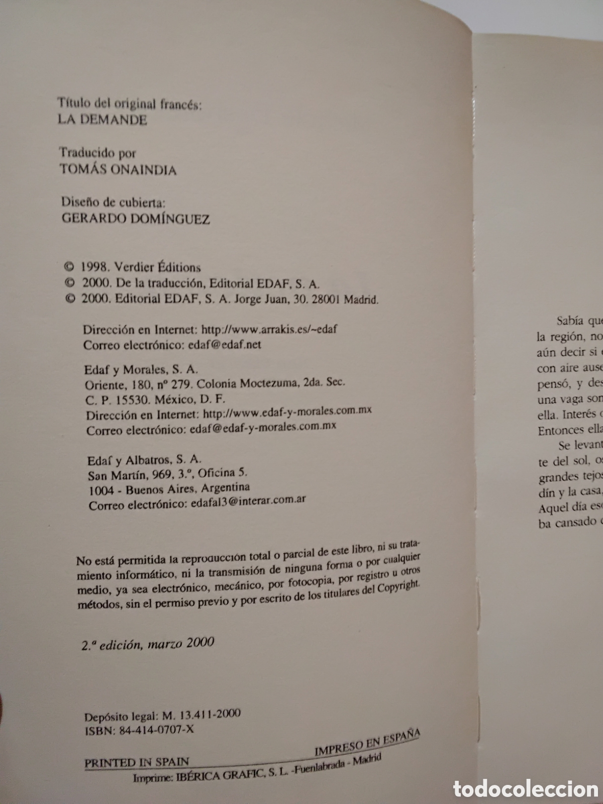 Libros de segunda mano: Mich&egrave;le Desbordes &ndash; La petici&oacute;n &ndash; Editorial EDAF &ndash; 2000 - Foto 4