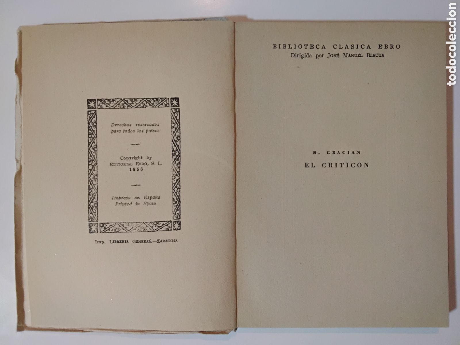 Libros de segunda mano: Baltasar Graci&aacute;n - El Critic&oacute;n - Editorial Ebro - 1958 - Foto 2