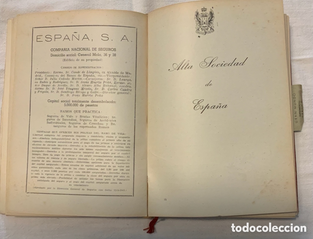 Libros de segunda mano: Anuario Espa&ntilde;ol del Gran Mundo. 1949 - Foto 6