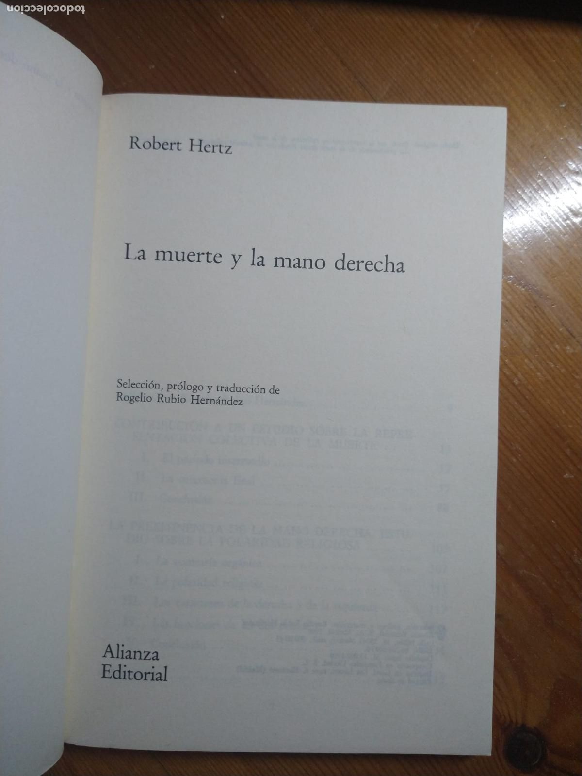Libros de segunda mano: La muerte y la mano derecha - Robert Hertz - Foto 2