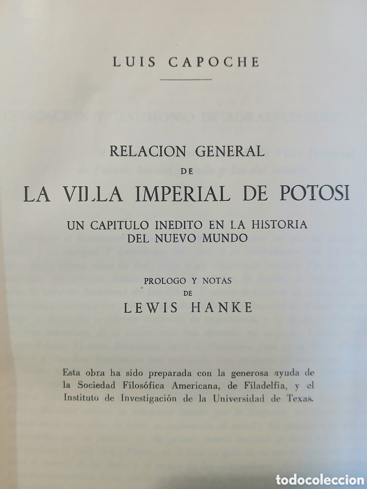 Libros de segunda mano: Relaci&oacute;n general de la villa imperial de Potos&iacute; y Concorlorcorvo. - Foto 4