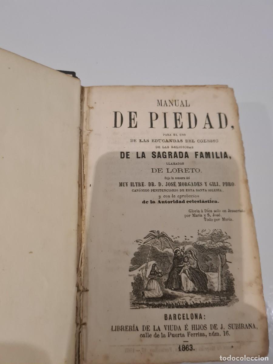 Libros de segunda mano: Libro manual de piedad 1863