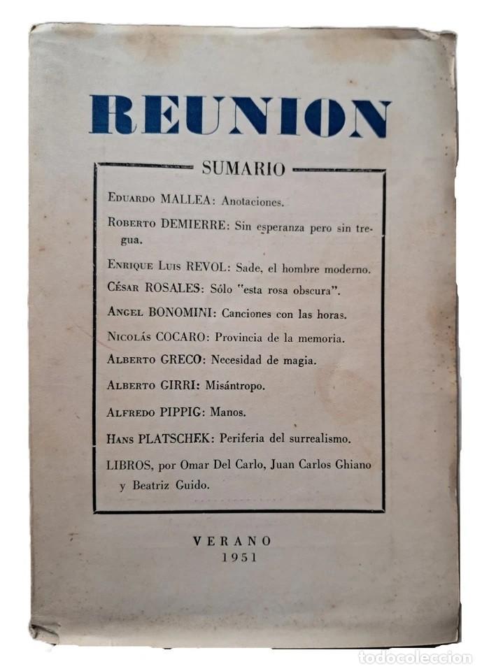 Libros de segunda mano: Revista Reuni&oacute;n n&deg; 7 - &rdquo;Necesidad de Magia&rdquo; de Alberto Greco - 1951