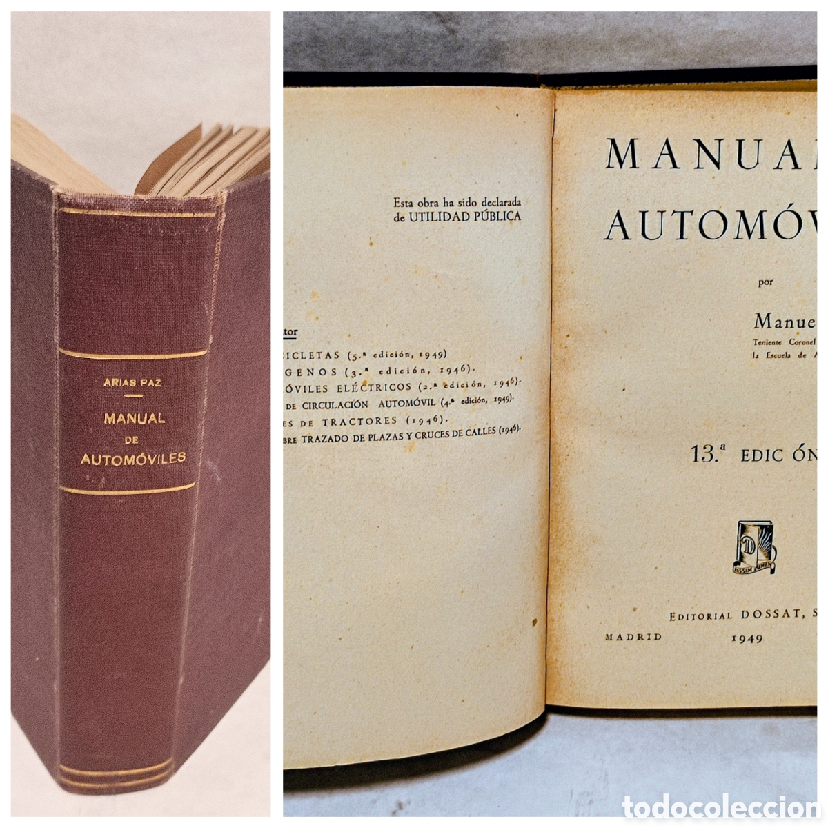 Libros de segunda mano: libro manual del autom&oacute;vil ARIAS PAZ