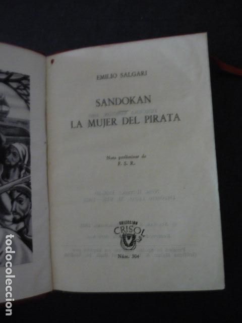 Gebrauchte B&uuml;cher: SANDOKAN Y LA MUJER DEL PIRATA DE EMILIO SALGARI CRISOL N&ordm; 304 ED. AGUILAR 1963