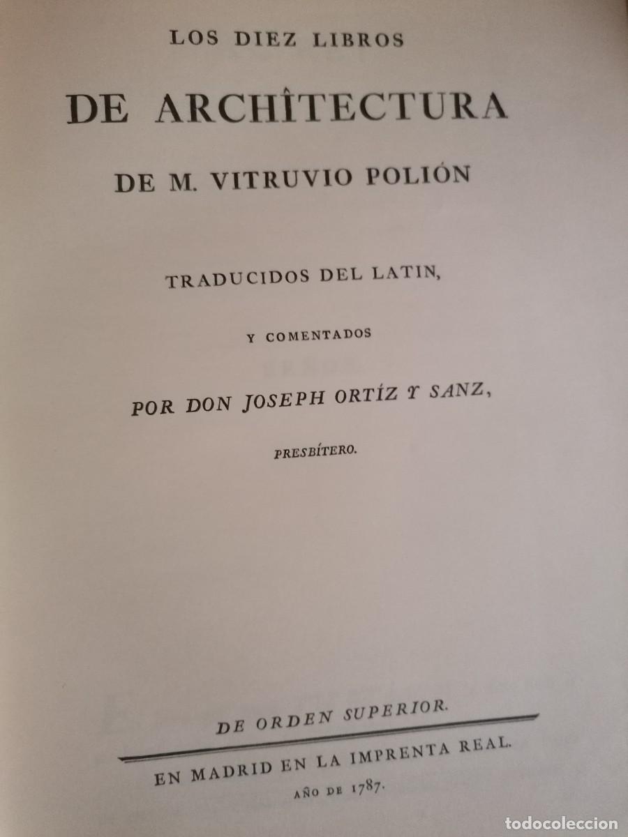 Libros de segunda mano: Diez libros de arquitectura de Vitruvio, facs&iacute;mil 1787