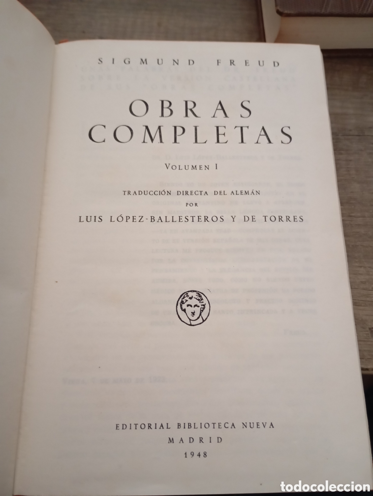 Libros de segunda mano: Obras completas. Sigmund Freud. Vol 1. 1948