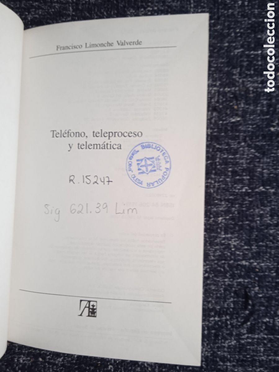 Libros de segunda mano: Tel&eacute;fono, teleproceso y telem&aacute;tica / ValverdeFrancisco Limonche - Foto 2