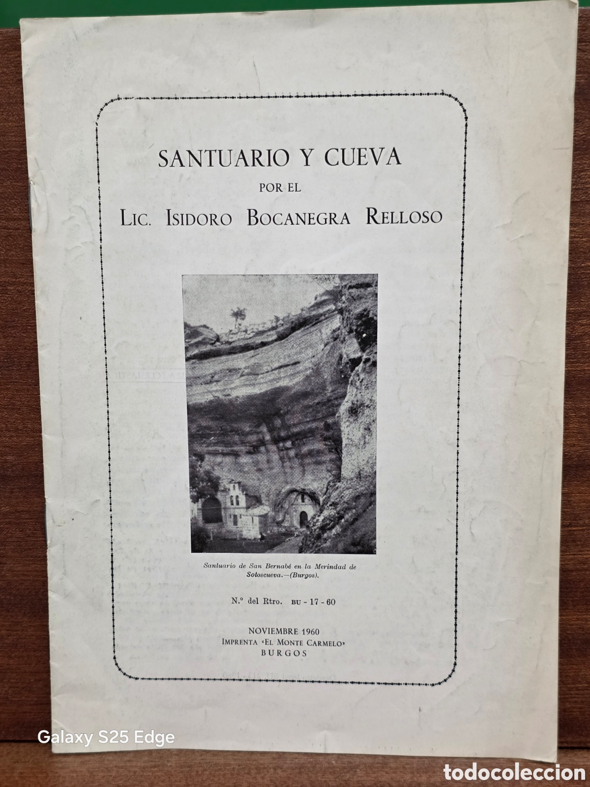 Libros de segunda mano: &rdquo;&rdquo;SANTIARIO Y CUEVA&rdquo;&rdquo;...SANTUARIO DE SAN BERNAB&Egrave; EN LA MERINDAD DE SOTOSCUEVA...( BURGOS)...1960...