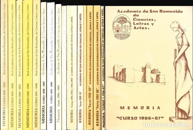 Libros de segunda mano: MEMORIA CURSO ACADEMIA SAN ROMUALDO DE CIENCIAS, LETRAS Y ARTES 15 TOMOS 1986-2003 - A-CA-4521