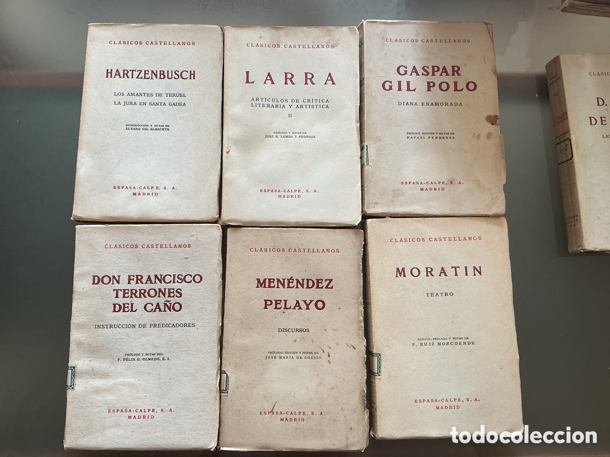 Libros de segunda mano: Lote 6 Tomos Antiguos Cl&aacute;sicos Castellanos Espasa-Calpe Larra Morat&iacute;n Hartzenbusch