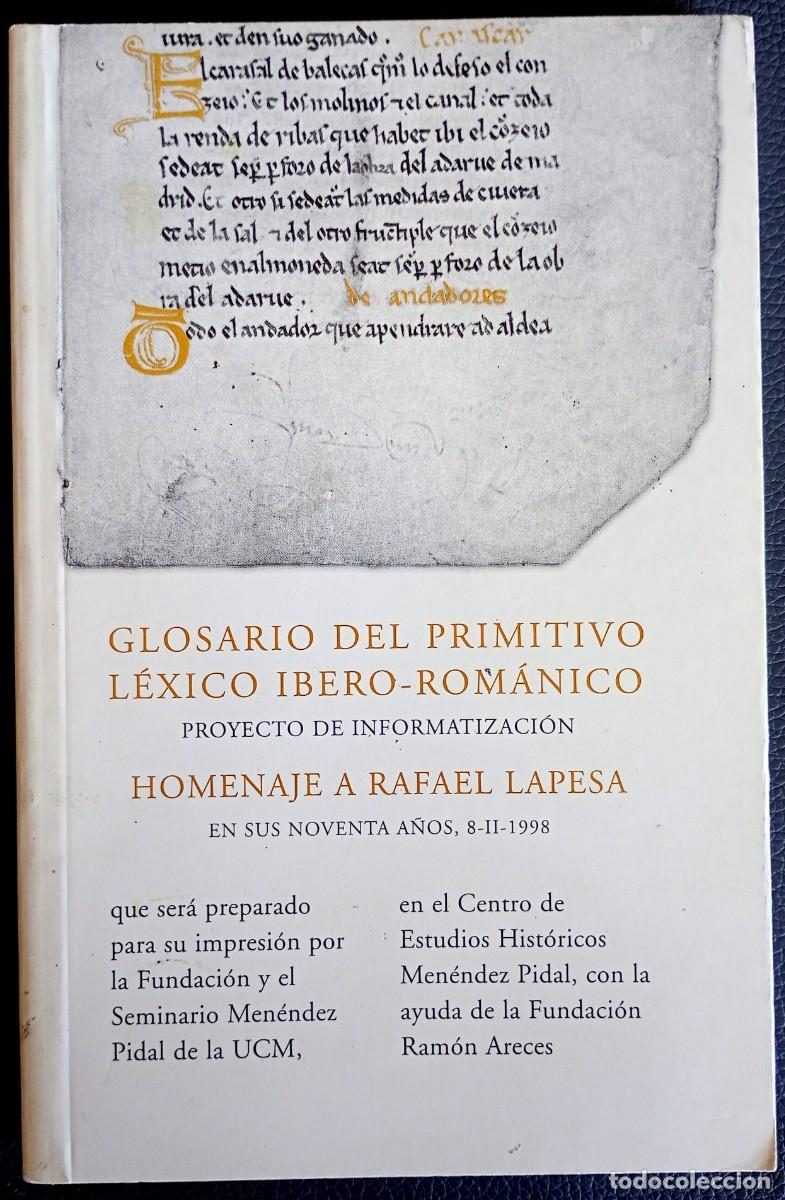 Libros de segunda mano: VV. AA. . Glosario del primitivo l&eacute;xico &iacute;bero-rom&aacute;nico