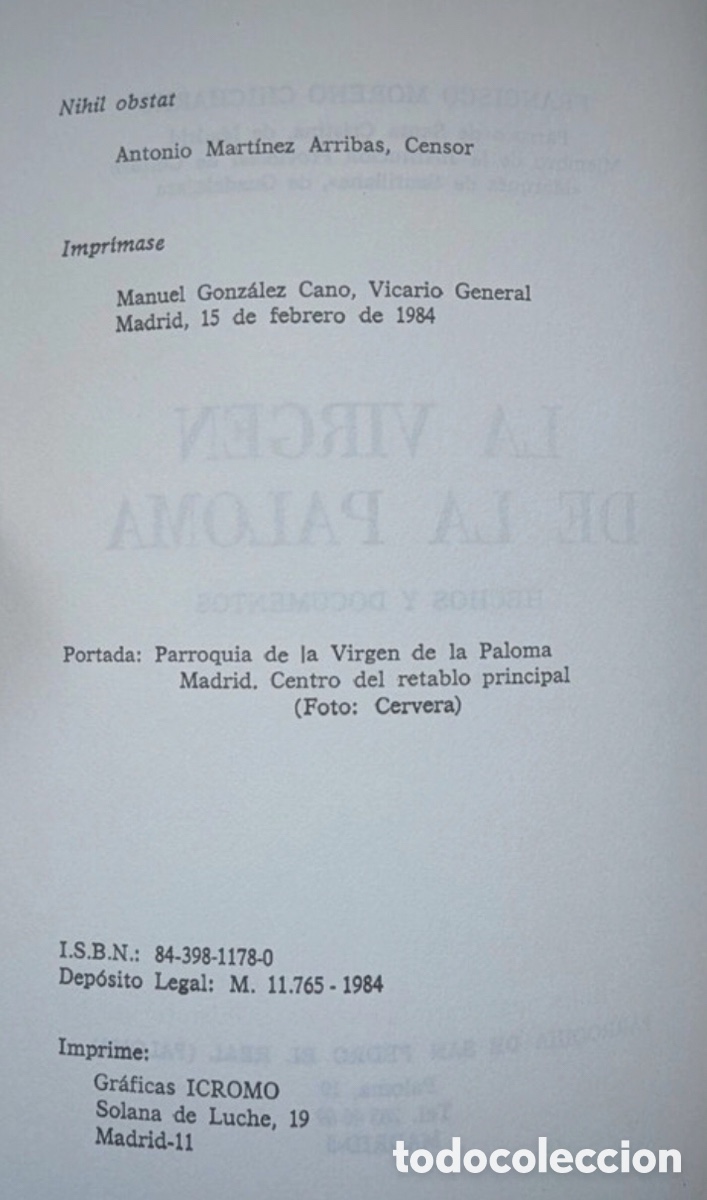 Libros de segunda mano: La Virgen de la Paloma. Hechos y documentos. F. Moreno - Foto 4
