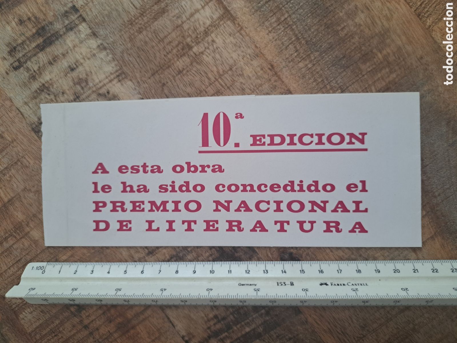 Libros de segunda mano: Jml Pegatina Separata 10a edicion A esta obra le ha sido concedido el Premio nacional de Literatura.