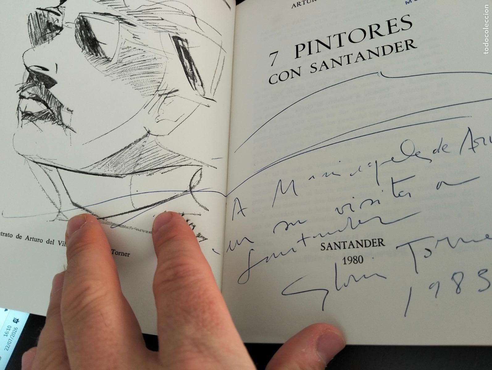 Libros de segunda mano: Arte. Dedicado por el Autor. 7 Pintores con Santander, Arturo del Villar, Varios, 1980.