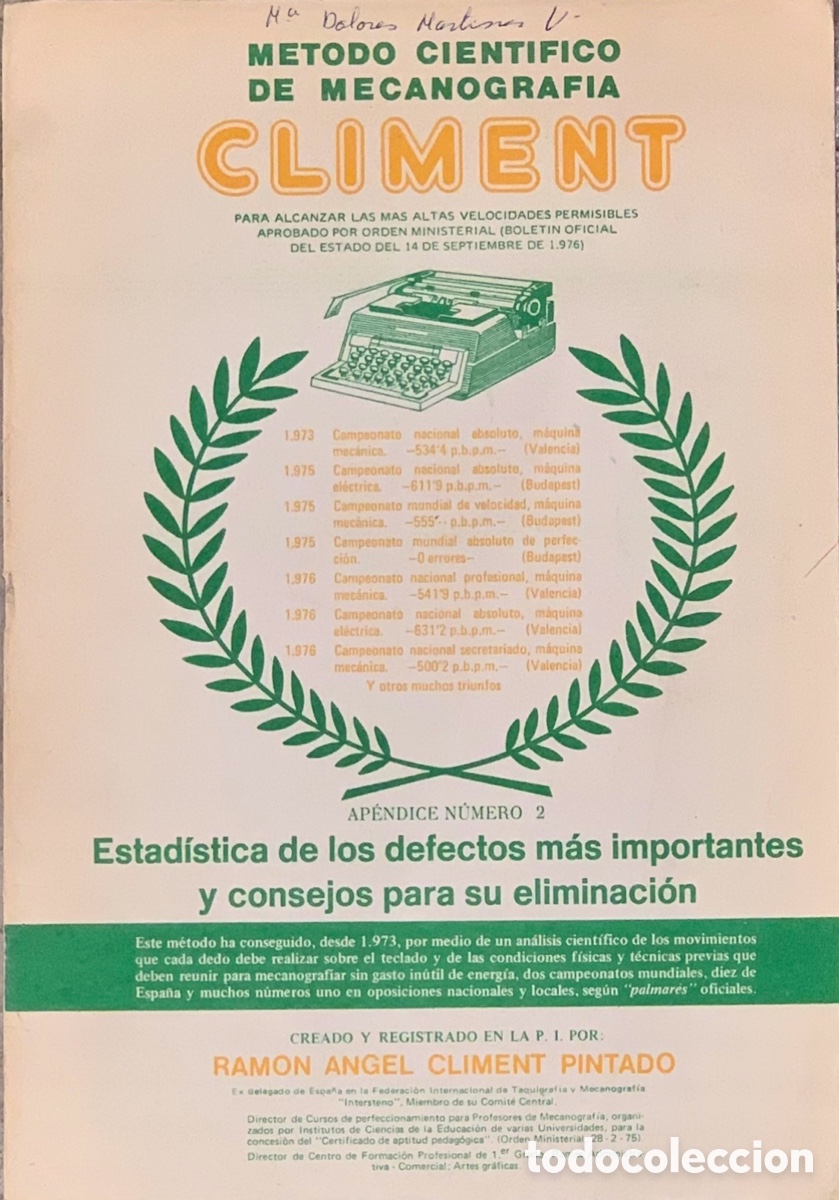 Libros de segunda mano: Libro. M&eacute;todo Cient&iacute;fico de Mecanograf&iacute;a CLIMENT. Murcia. A&ntilde;os 70.