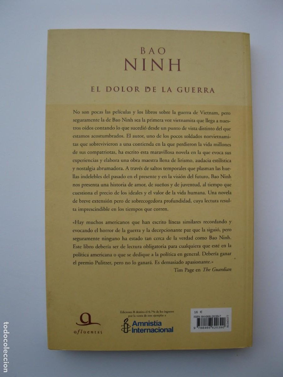 Libros de segunda mano: EL DOLOR DE LA GUERRA - BAO NINH - EDICIONES B - A&Ntilde;O 2005. - Foto 2