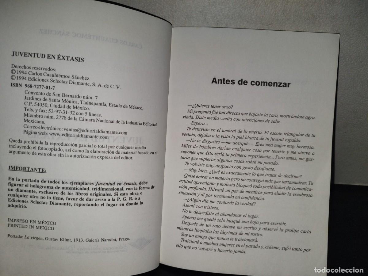 Libros de segunda mano: 196- Juventud En &Eacute;xtasis - Carlos Cuauht&eacute;moc S&aacute;nchez - Foto 5