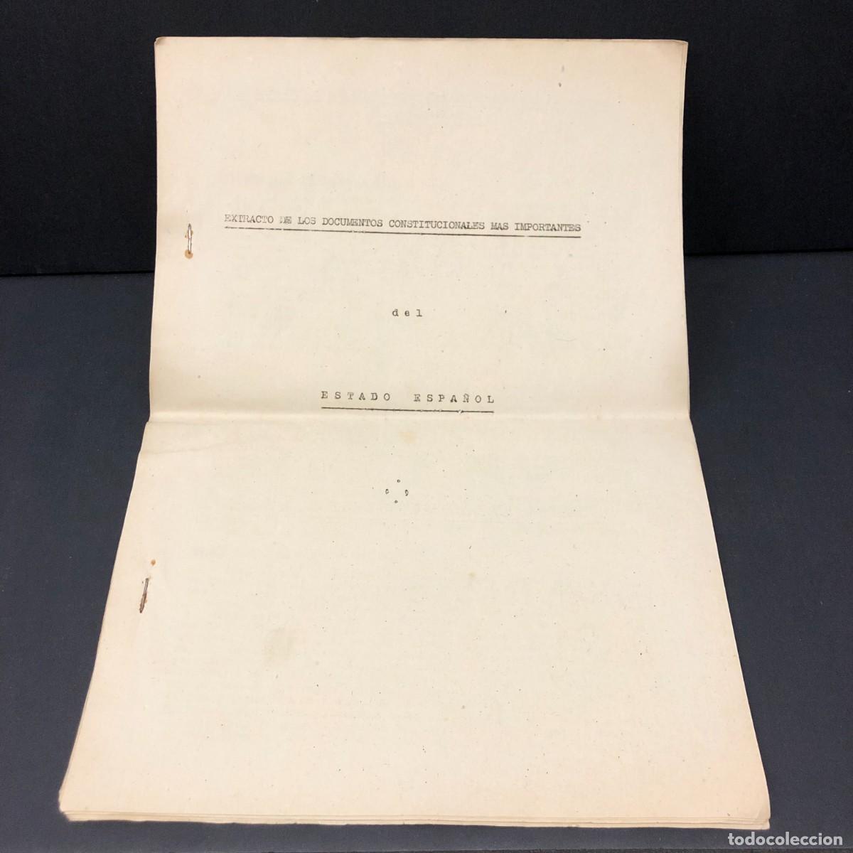 Libros de segunda mano: EXTRACTO DE LOS DOCUMENTOS CONSTITUCIONALES MAS IMPORTANTES DEL ESTADO ESPA&Ntilde;OL - FRANCO / 440