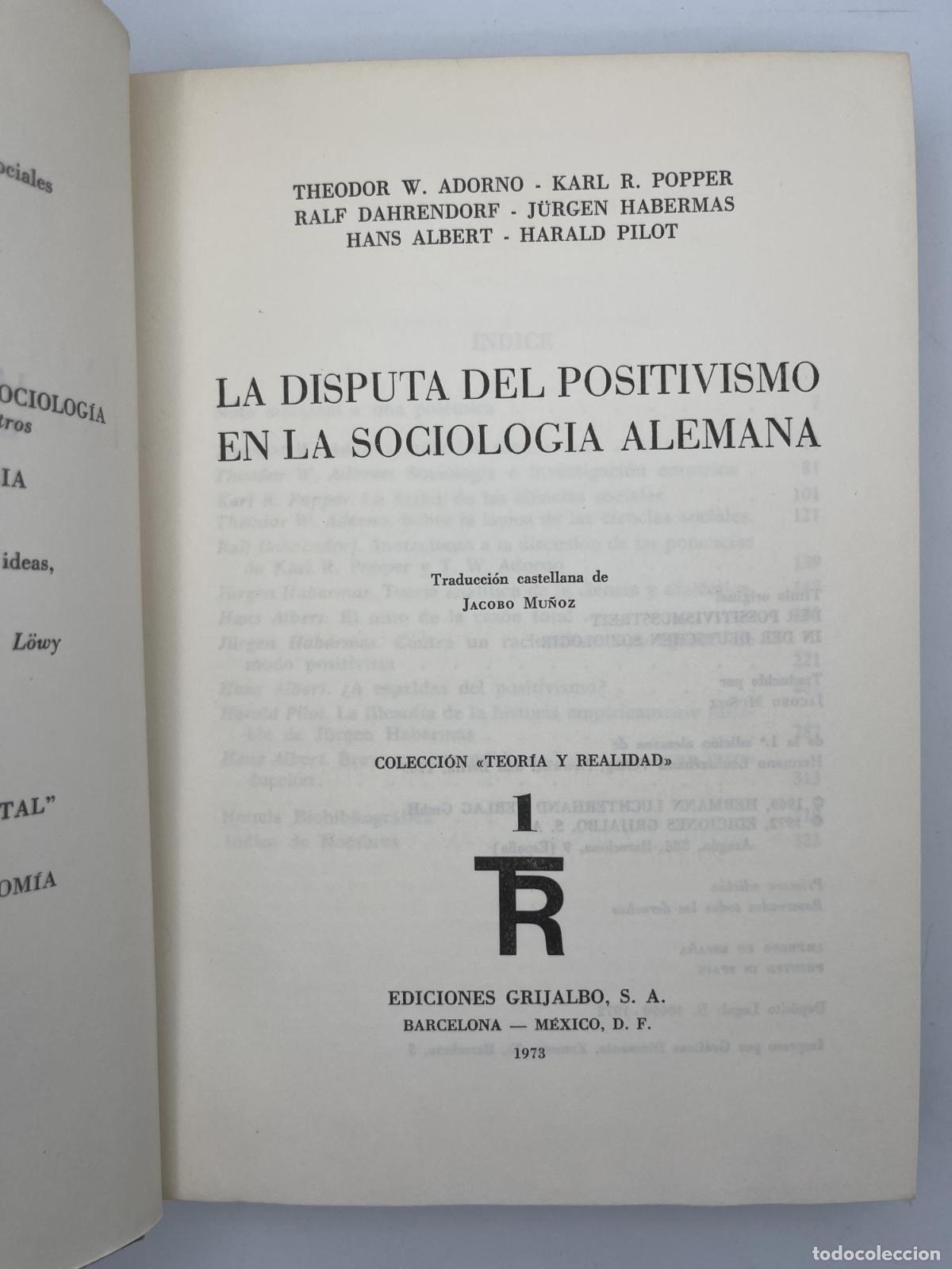 Libros de segunda mano: La disputa del positivismo en la sociolog&iacute;a alemana - TH. W. ADORNO