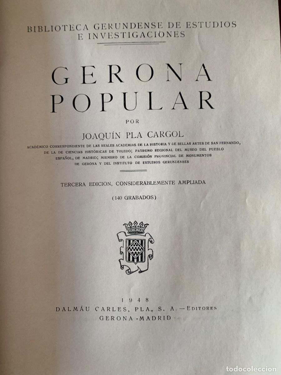 Libros de segunda mano: Gerona Popular de Joaquin Pl&agrave; Cargol (Bols 47) - Foto 1