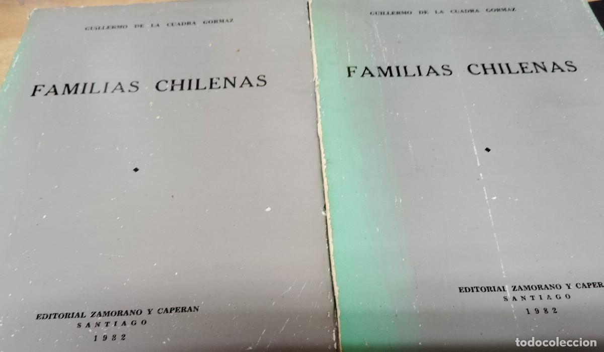 Libros de segunda mano: FAMILIAS CHILENAS, TOMO I Y II. DE GUILLERMO DE LA CUADRA GORMAZ. A&Ntilde;O 1982.