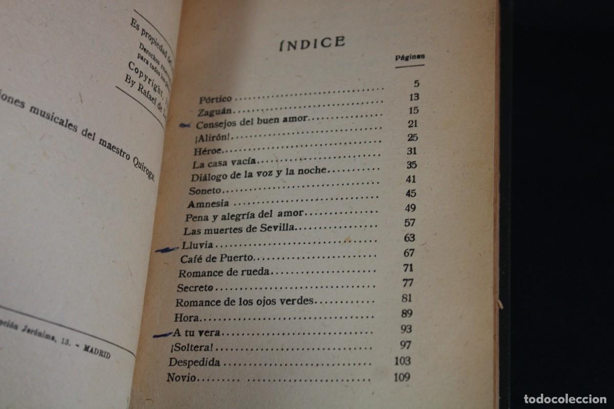 Libros de segunda mano: PENA Y ALEGRIA DEL AMOR / VERSOS DE RAFAEL DE LEON 1941 - Foto 7