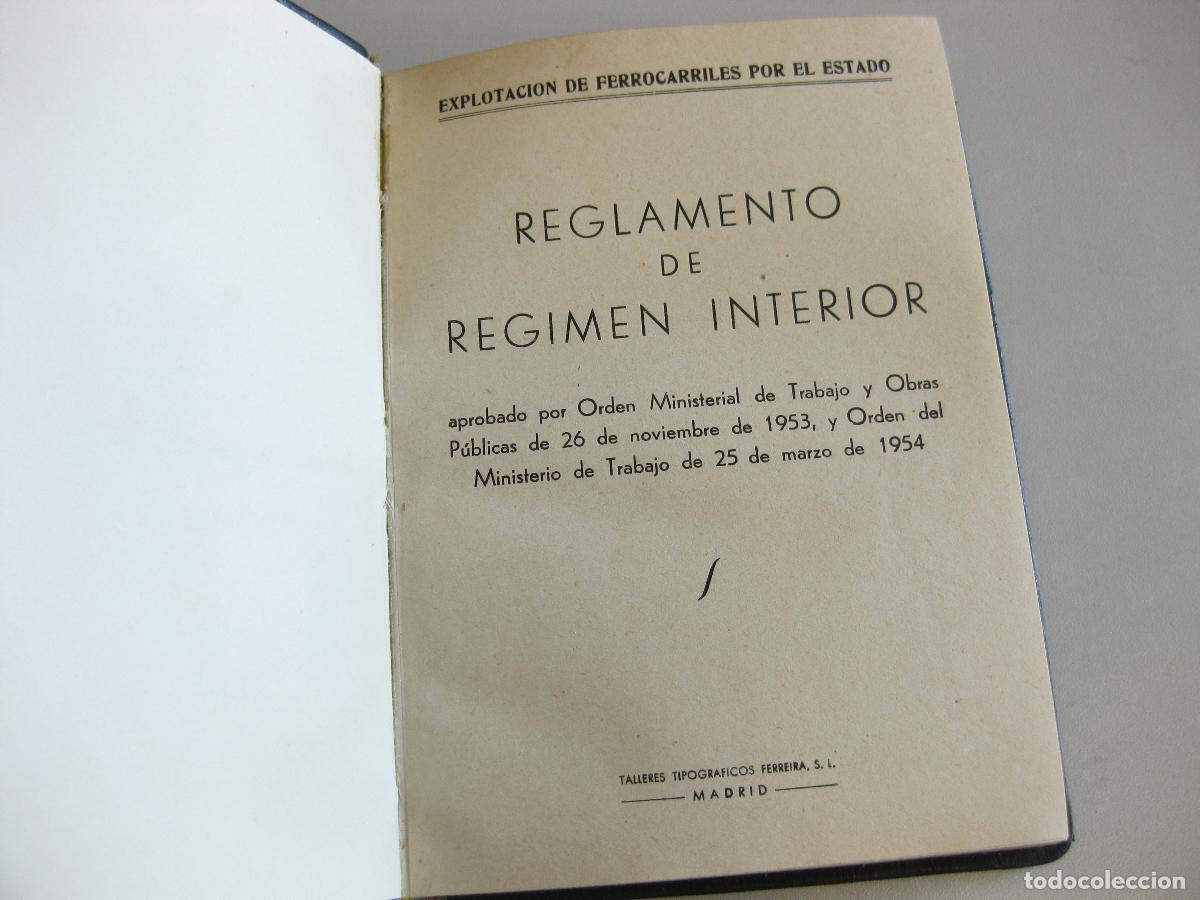 Libros de segunda mano: EXPLOTACION DE FERROCARRILES POR EL ESTADO. REGLAMENTO DE REGIMEN INTERIOR. 1954. ENCUADERNADO