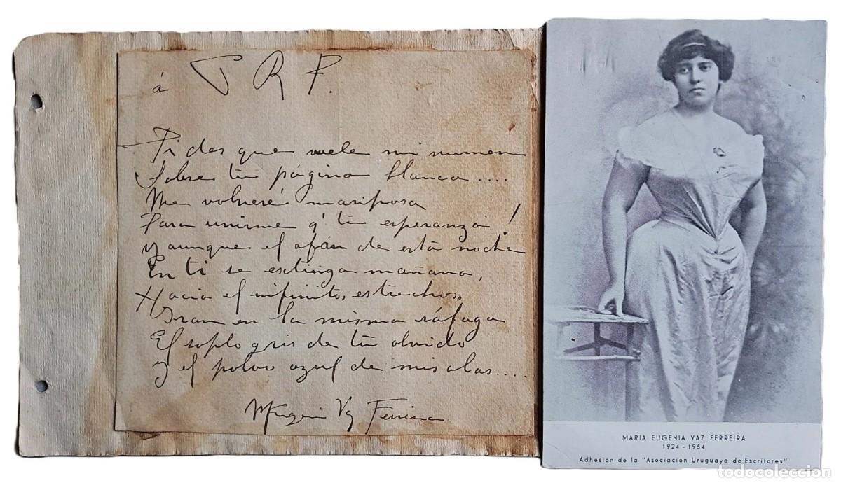 Libros de segunda mano: Vaz Ferreira, Maria Eugenia - Poema manuscrito - 13 x 14 cm - FIRMADO
