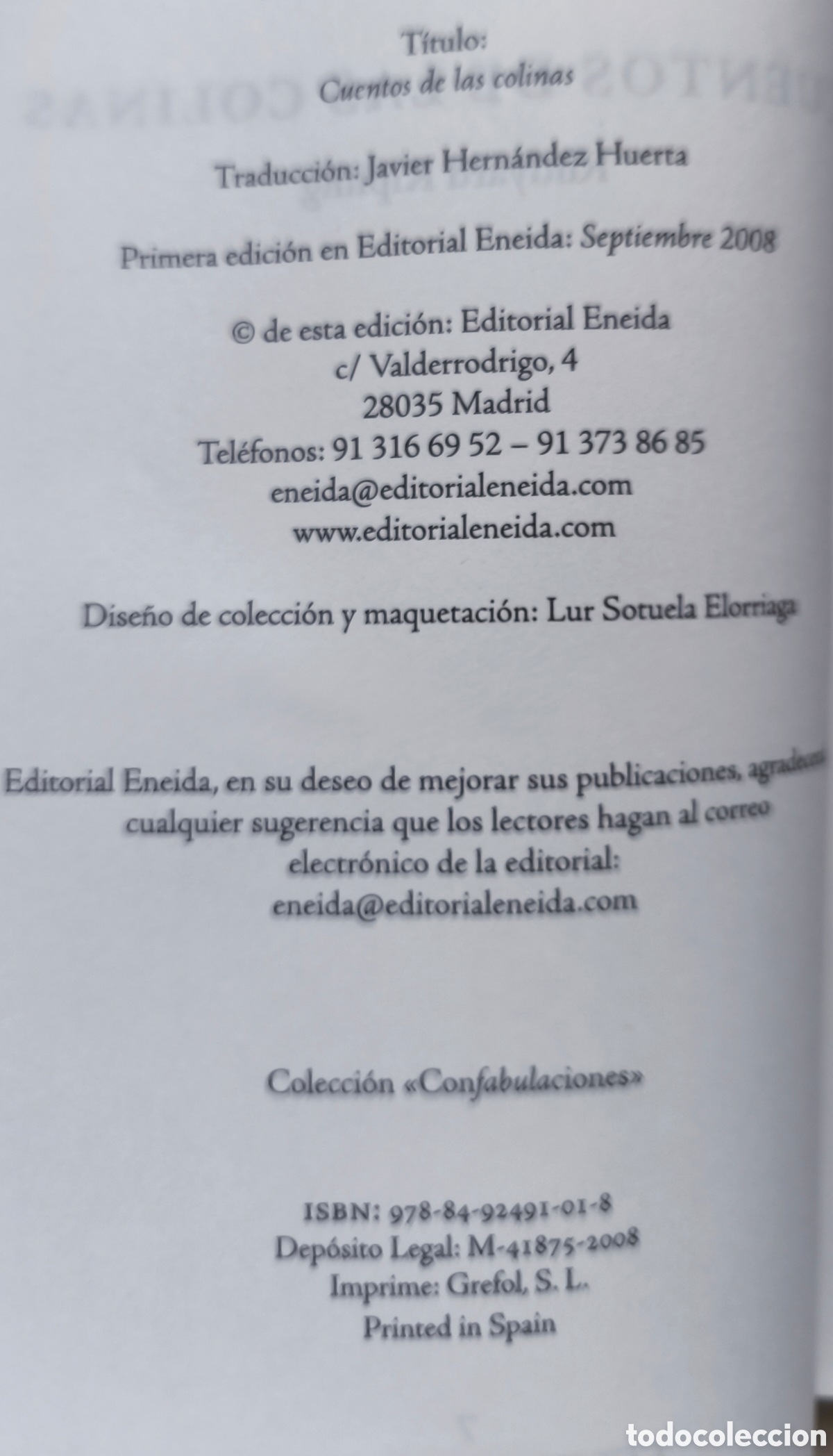 Libros de segunda mano: CUENTOS DE LAS COLINAS. Madrid: Eneida, 2008. 13x21. R&uacute;stica con solapas. - Foto 4
